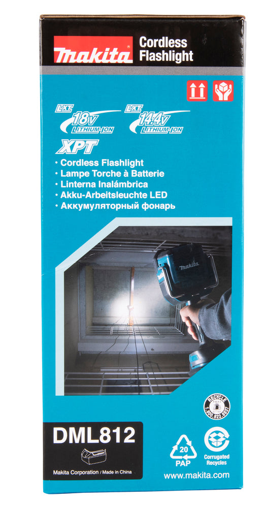Makita LED-Akku-Handstrahler 18V | 1.250 lm, 640 m Reichweite & bis zu 10 Std. Leuchtdauer - DEBDML812