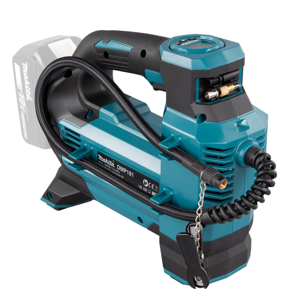 Makita Akku-Kompressor – 3 Stufen, Digitaldisplay, Auto-Stopp, inkl. Ventiladapter - DMP181Z