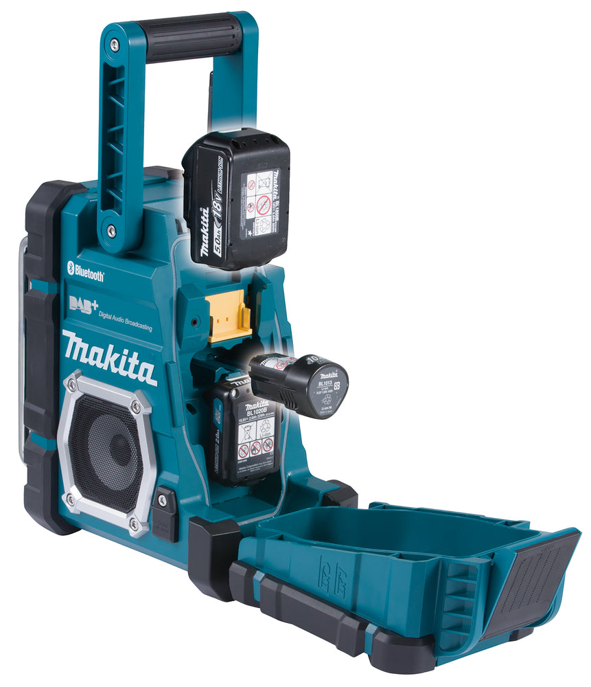 Makita Akku-Baustellenradio – Bluetooth, DAB+/FM, IP64, Akku- & Netzbetrieb - DMR112W