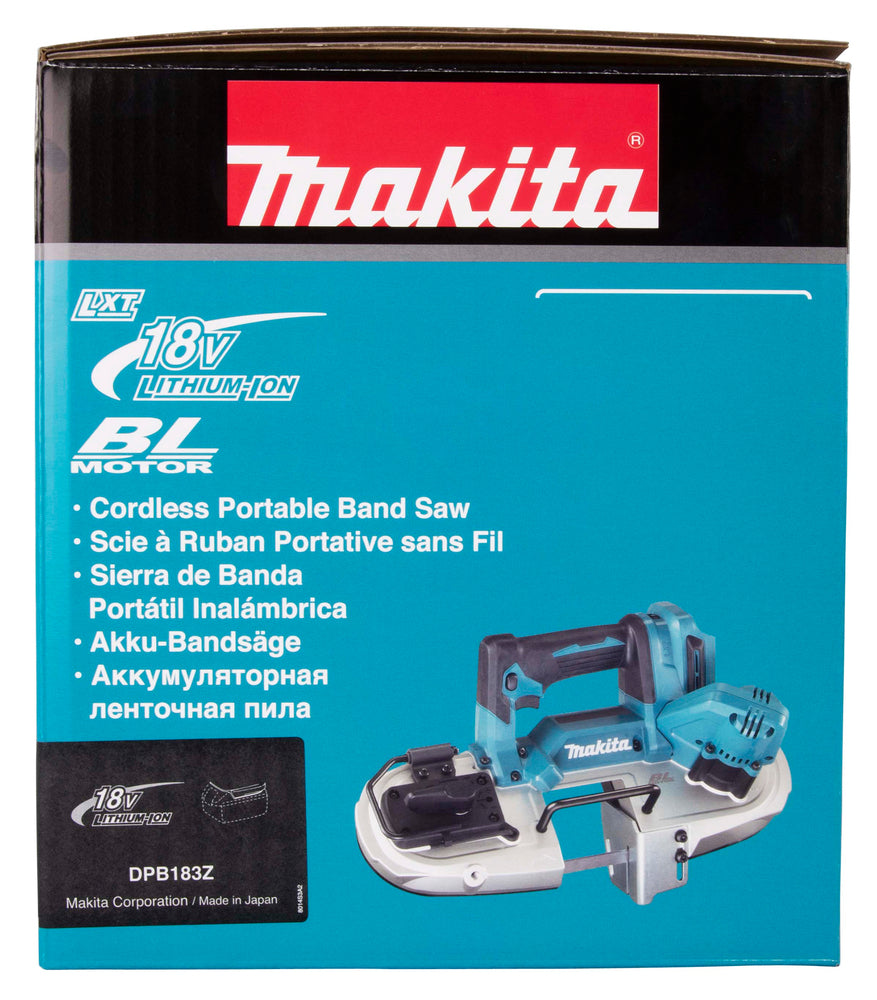 Makita Akku-Bandsäge 18V – bürstenlos, regelbare Geschwindigkeit, bis 66 x 66 mm Schnittkapazität - DPB183Z