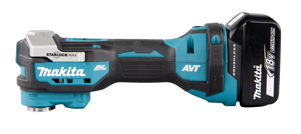 Makita Akku-Multifunktionswerkzeug – AVT Antivibration, LED-Licht & 12-stufige Winkeleinstellung - DTM52T1JX2
