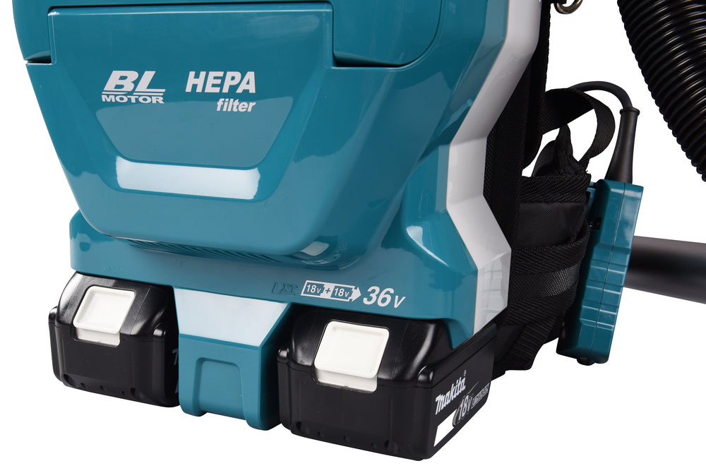Makita Akku-Rucksackstaubsauger 2x18V – 2L Behälter, HEPA-Filter & LED-Licht - DVC261ZX15
