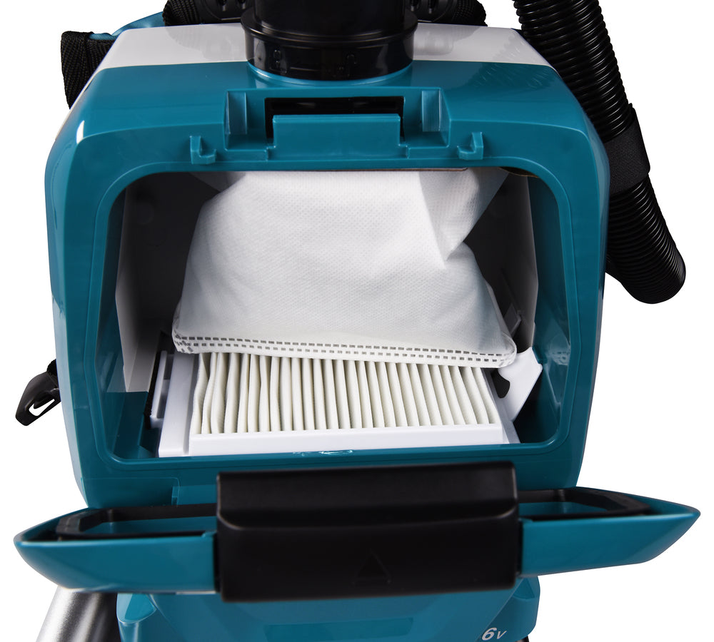 Makita Akku-Rucksackstaubsauger 2x18V – 2L Behälter, HEPA-Filter & LED-Licht - DVC261ZX15