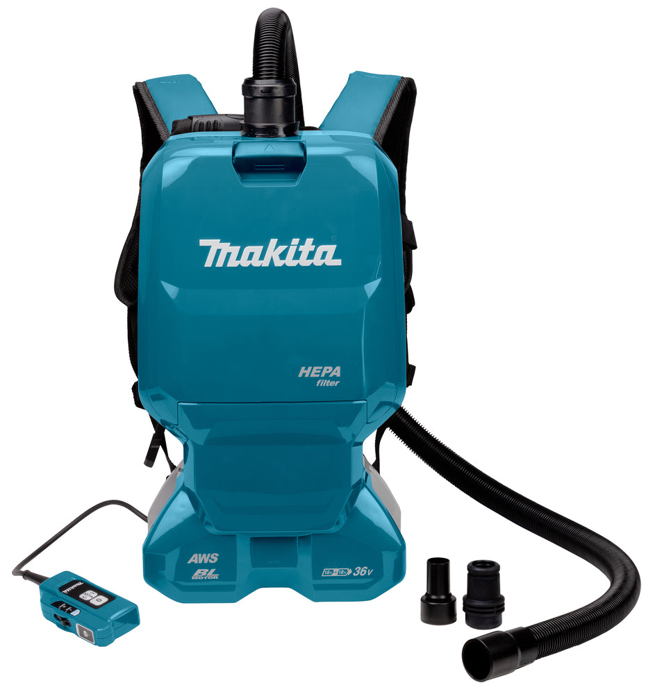 Makita Akku-Rucksackstaubsauger 2x18V – mit AWS, HEPA-Filter & bürstenlosem Motor - DVC665ZU