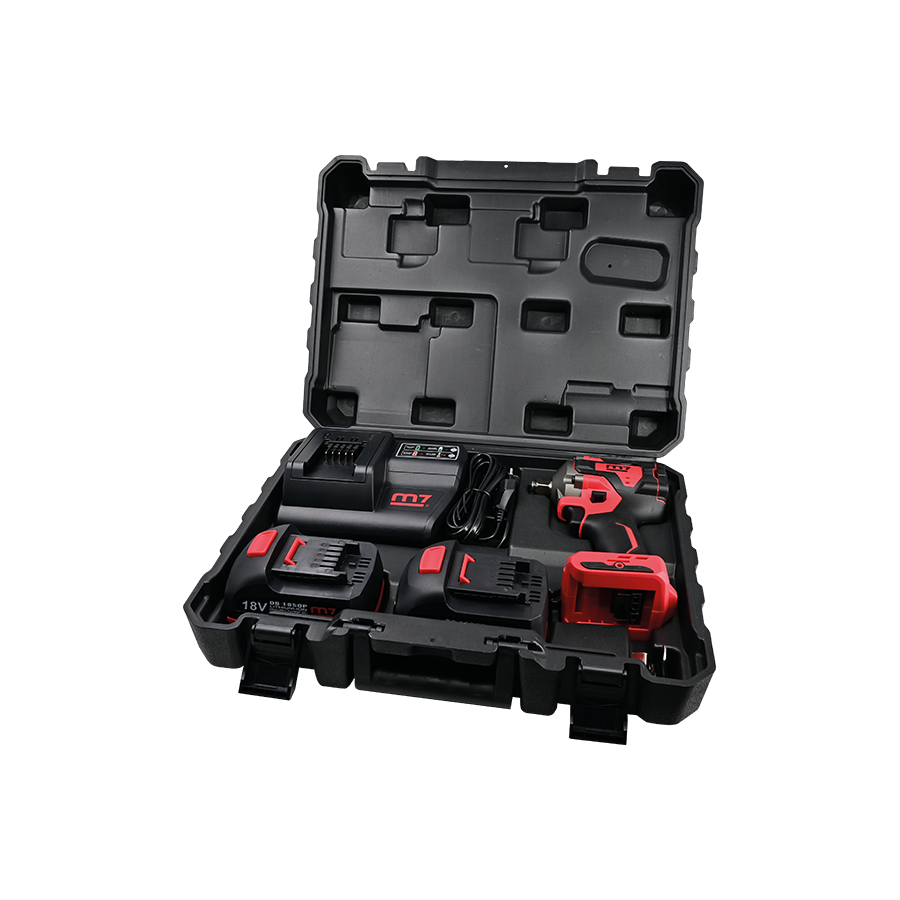 M7 Power-Werkzeuge - 1/2" Akku-Schlagschrauber 18V 5Ah 900Nm mit Ladegerät + 2 Akku DW404A