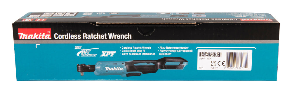 Makita Akku-Ratschenschrauber – 18V, 1/4" & 3/8", 47,5 Nm - DWR180Z