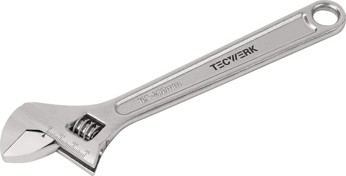 TECWERK Rollgabelschlüssel max. 19 mm mit Einstellskala – 150 mm, matt verchromt, DIN 3117 A