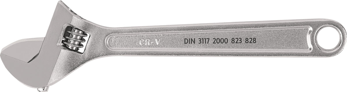 TECWERK Rollgabelschlüssel max. 19 mm mit Einstellskala – 150 mm, matt verchromt, DIN 3117 A
