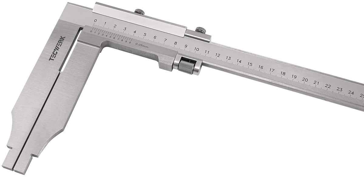 TECWERK Werkstattmessschieber DIN 862 250 mm – Analog mit Feineinstellung