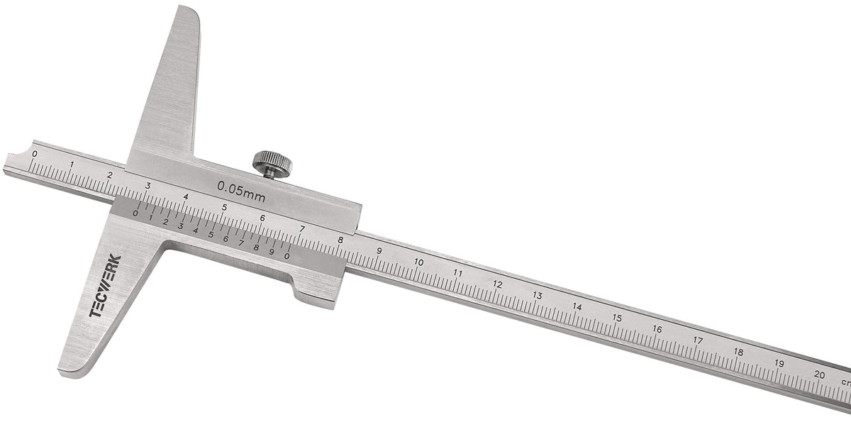 TECWERK Tiefenmessschieber DIN 862 200 mm mit gerader Messschiene 10 x 4,5 mm