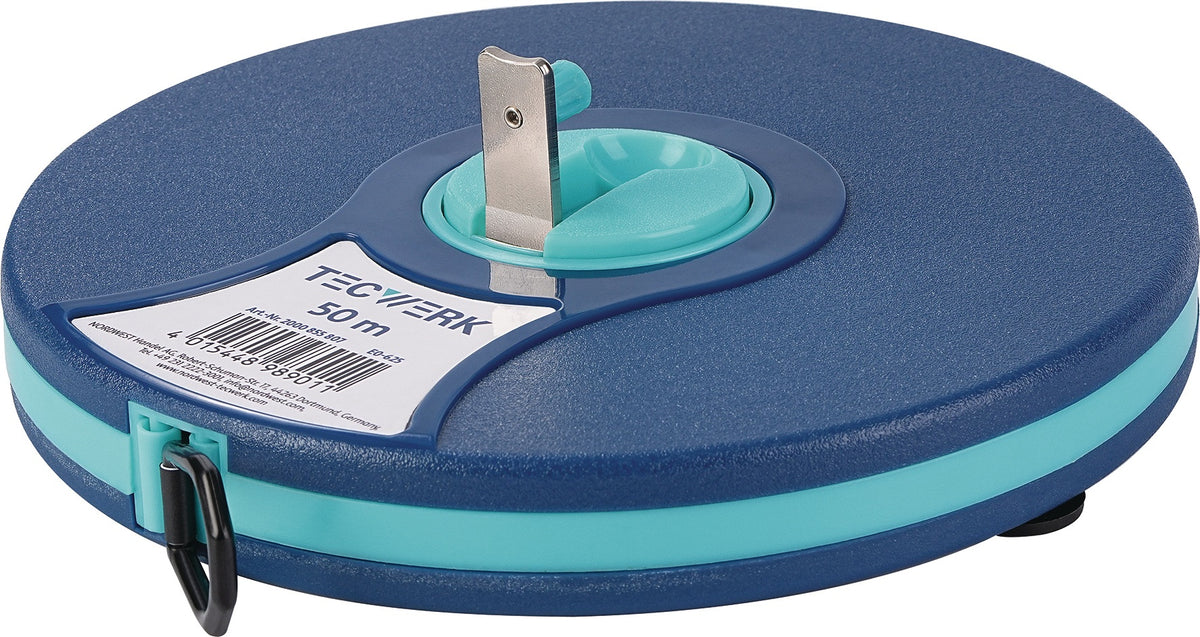 TECWERK Kapselbandmaß 20 m Nylon-Fiber Band, ABS-Gehäuse, EG II Genauigkeit
