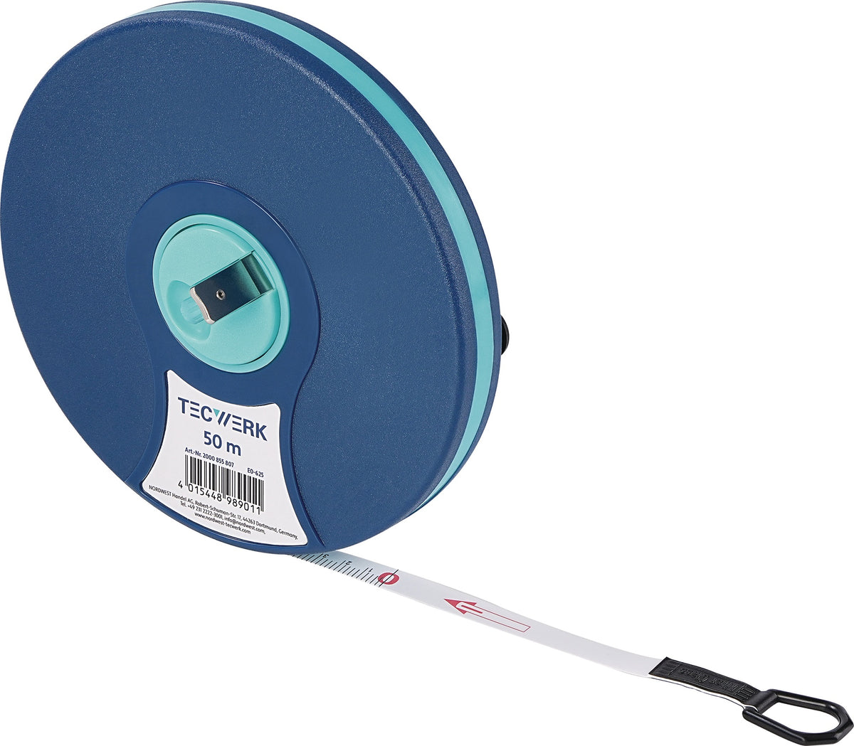 TECWERK Kapselbandmaß 20 m Nylon-Fiber Band, ABS-Gehäuse, EG II Genauigkeit
