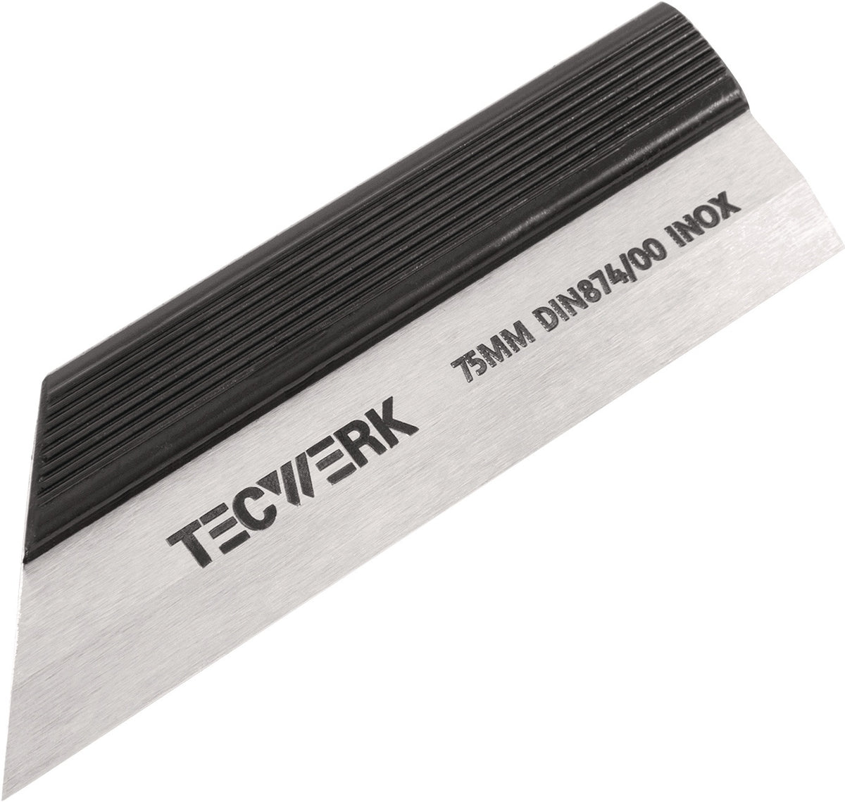 TECWERK Haarlineal DIN 874/00, 75 mm, Spezialstahl, gehärtet, geläppt, mit Handwärmeschutz