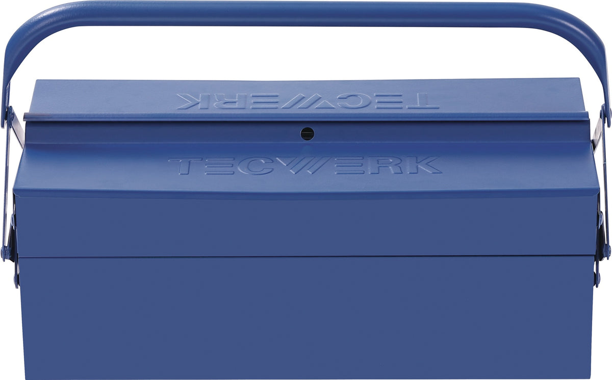 TECWERK Werkzeugkasten 3-teilig aus Stahlblech, 430 x 200 x 150 mm, blau, abschließbar
