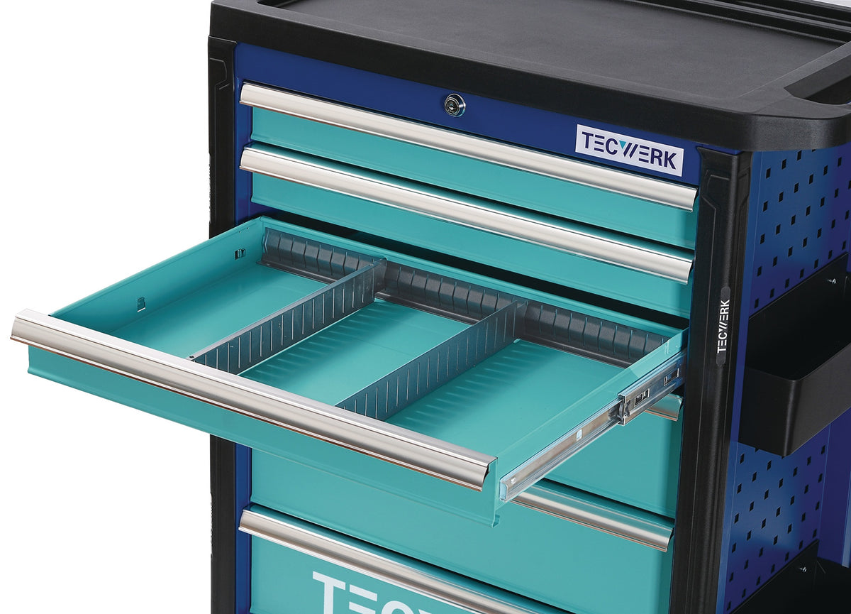 TECWERK Werkzeugwagen PLUS 2.0 – 6 Schubladen, 500 kg, abschließbar, Stahlblech