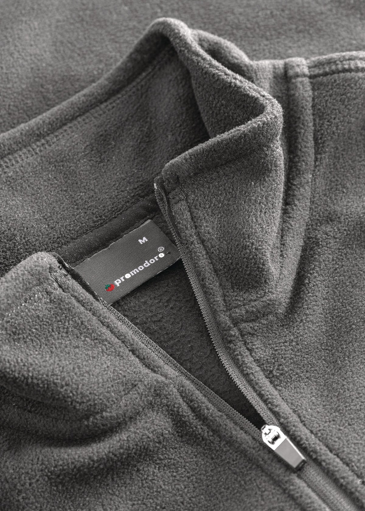 PROMODORO Fleece Troyer Herren black – Recycelter Polyester-Fleecepullover mit Stehkragen