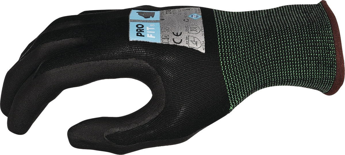PRO FIT Handschuhe EXTRA Gr.8 schwarz/schwarz EN 388, EN 407 PSA II – Nitrilschaum, touchscreenfähig