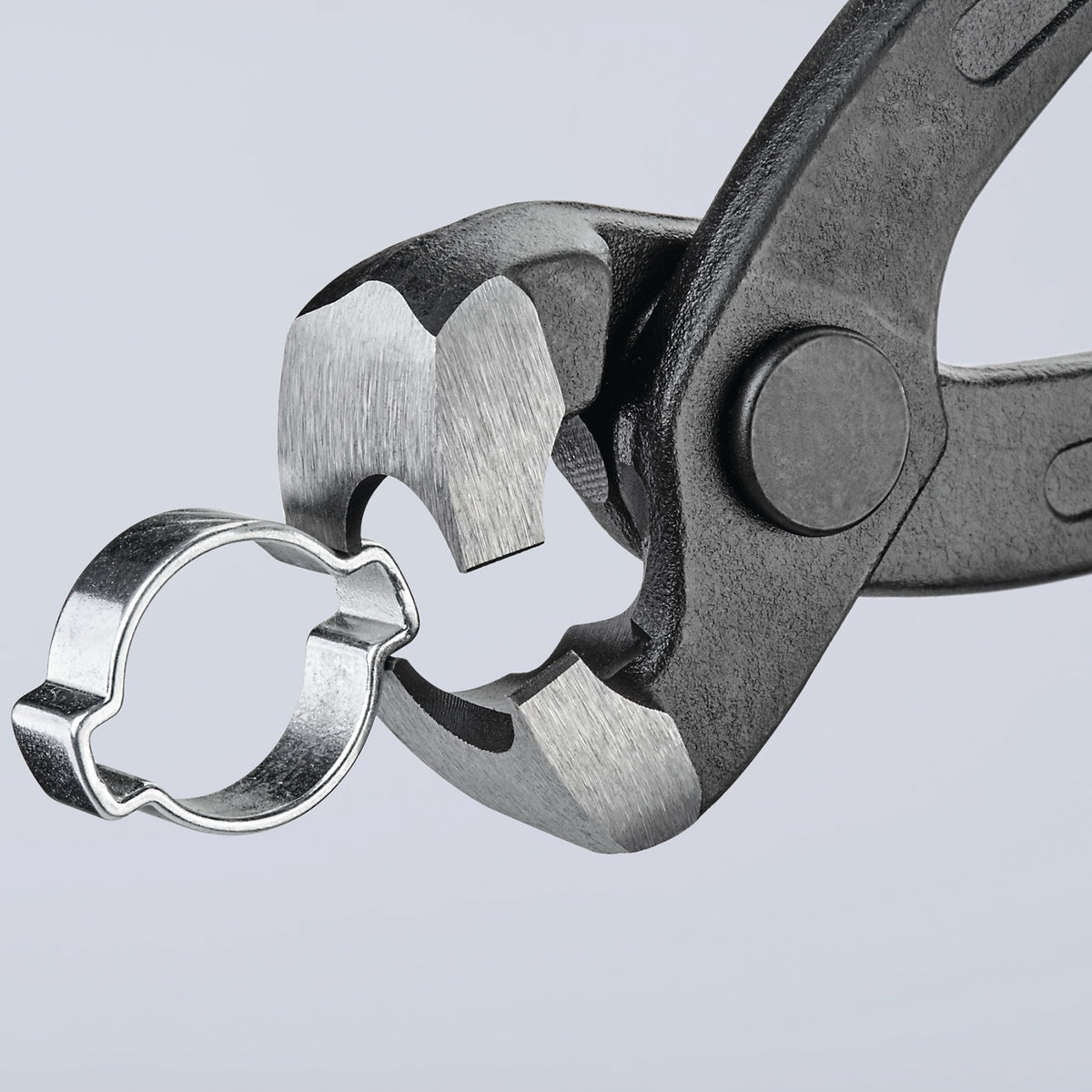 KNIPEX Ohrklemmenzange 220 mm – für 1-Ohr- und 2-Ohrklemmen, Kopf schwarz atramentiert