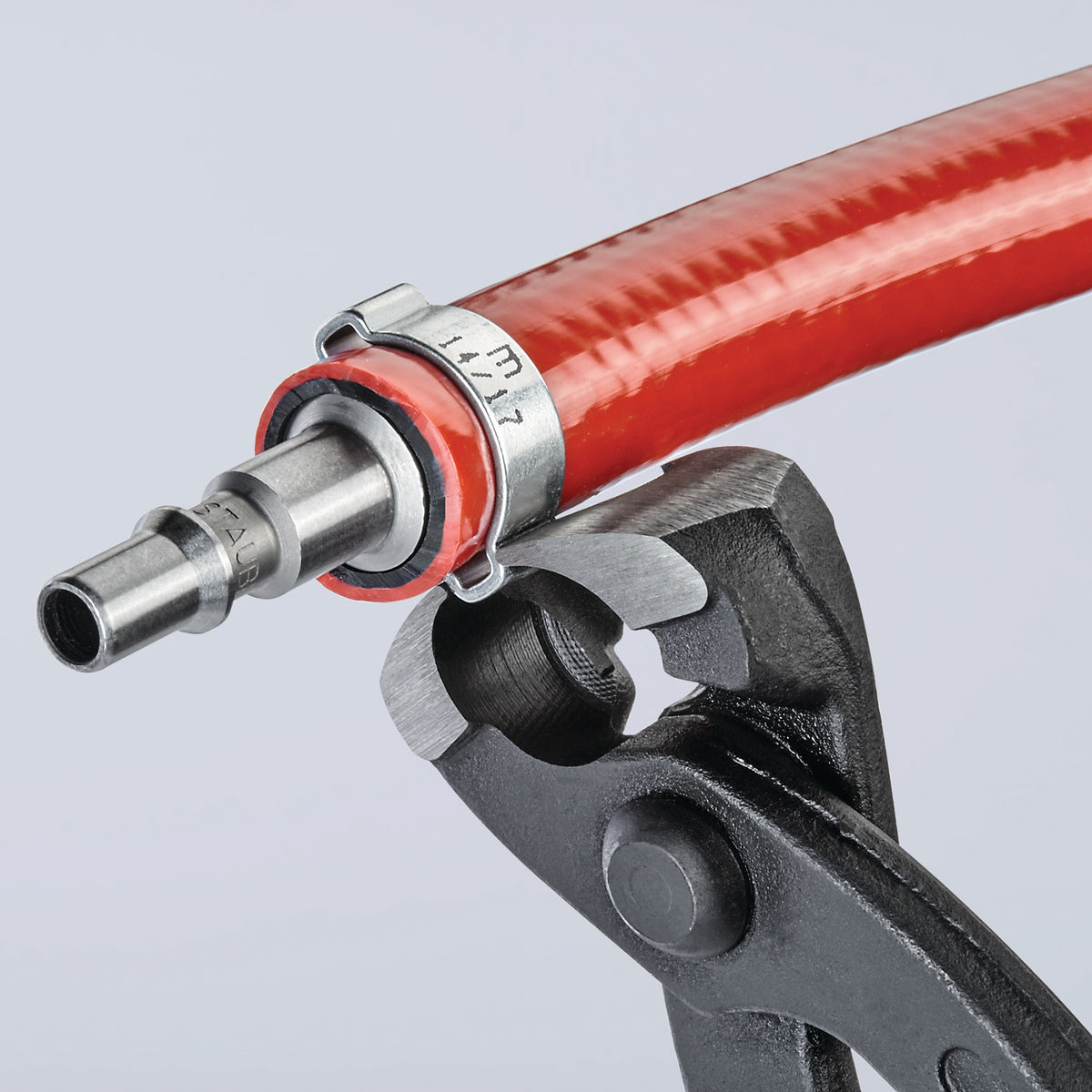 KNIPEX Ohrklemmenzange 220 mm – für 1-Ohr- und 2-Ohrklemmen, Kopf schwarz atramentiert