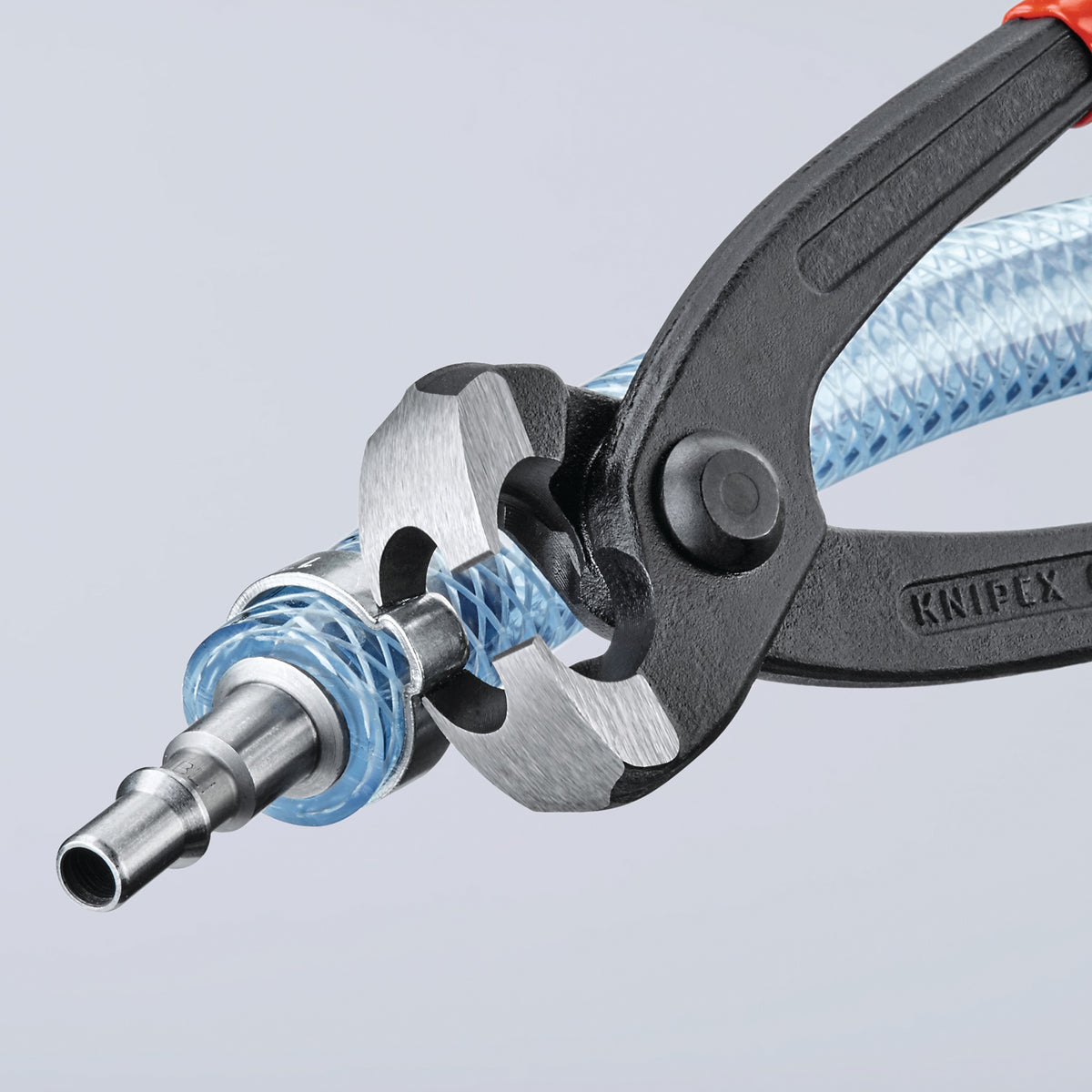 KNIPEX Ohrklemmenzange 220 mm – für 1-Ohr- und 2-Ohrklemmen, Kopf schwarz atramentiert