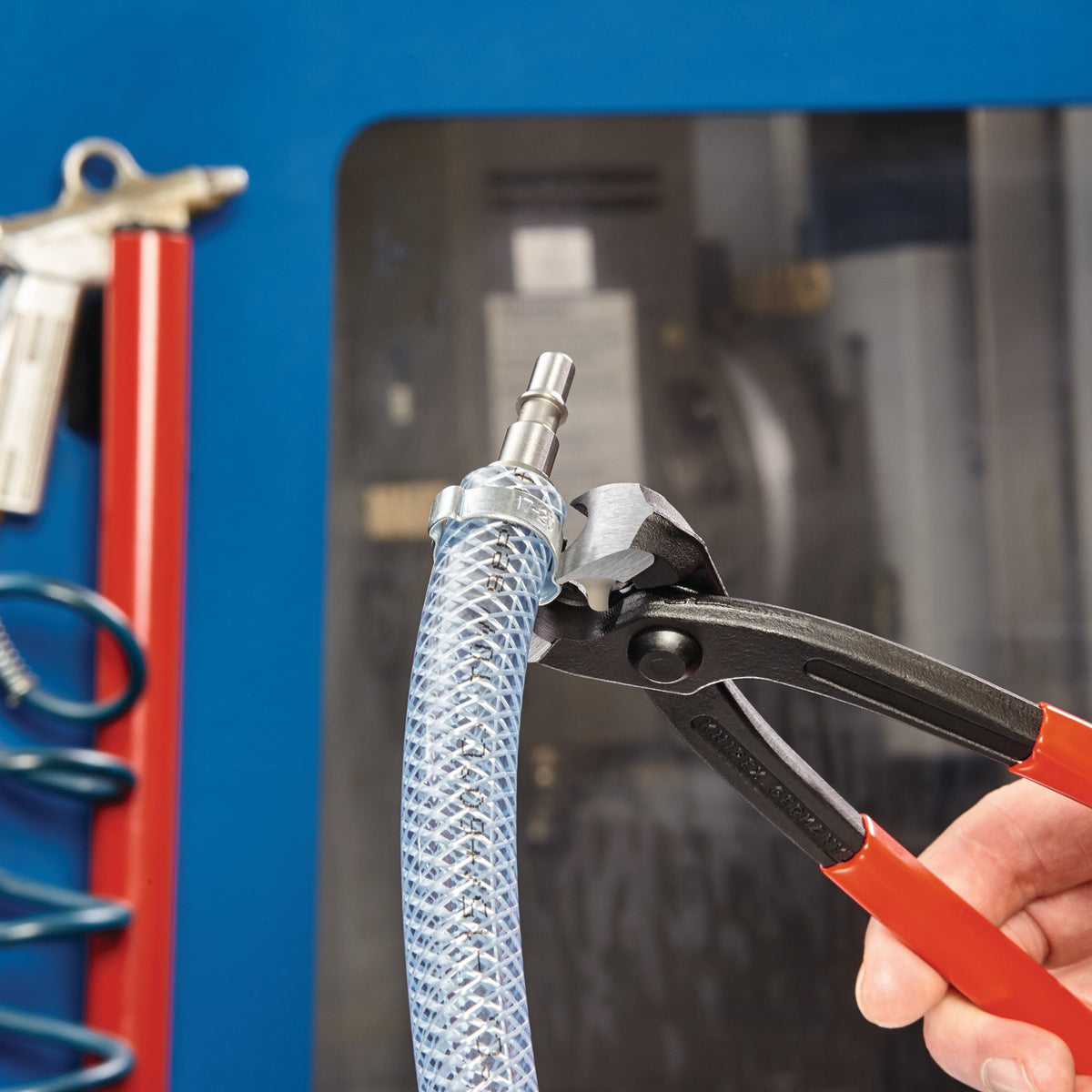 KNIPEX Ohrklemmenzange 220 mm – für 1-Ohr- und 2-Ohrklemmen, Kopf schwarz atramentiert