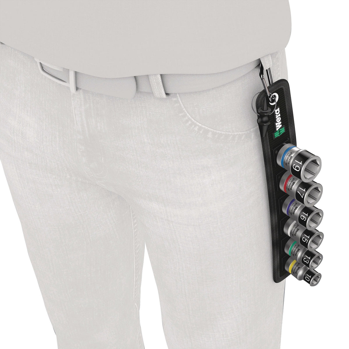WERA Steckschlüsselsatz Belt C 1 Zyklop 7-teilig 1/2 Zoll 10-19 mm mit Textilgurt