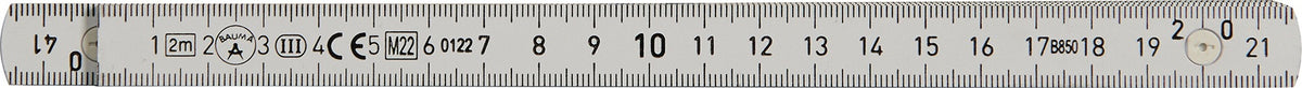 BAUMA Gliedermaßstab B850 2 m mm/cm Genauigkeitsklasse III aus Kunststoff polarweiß