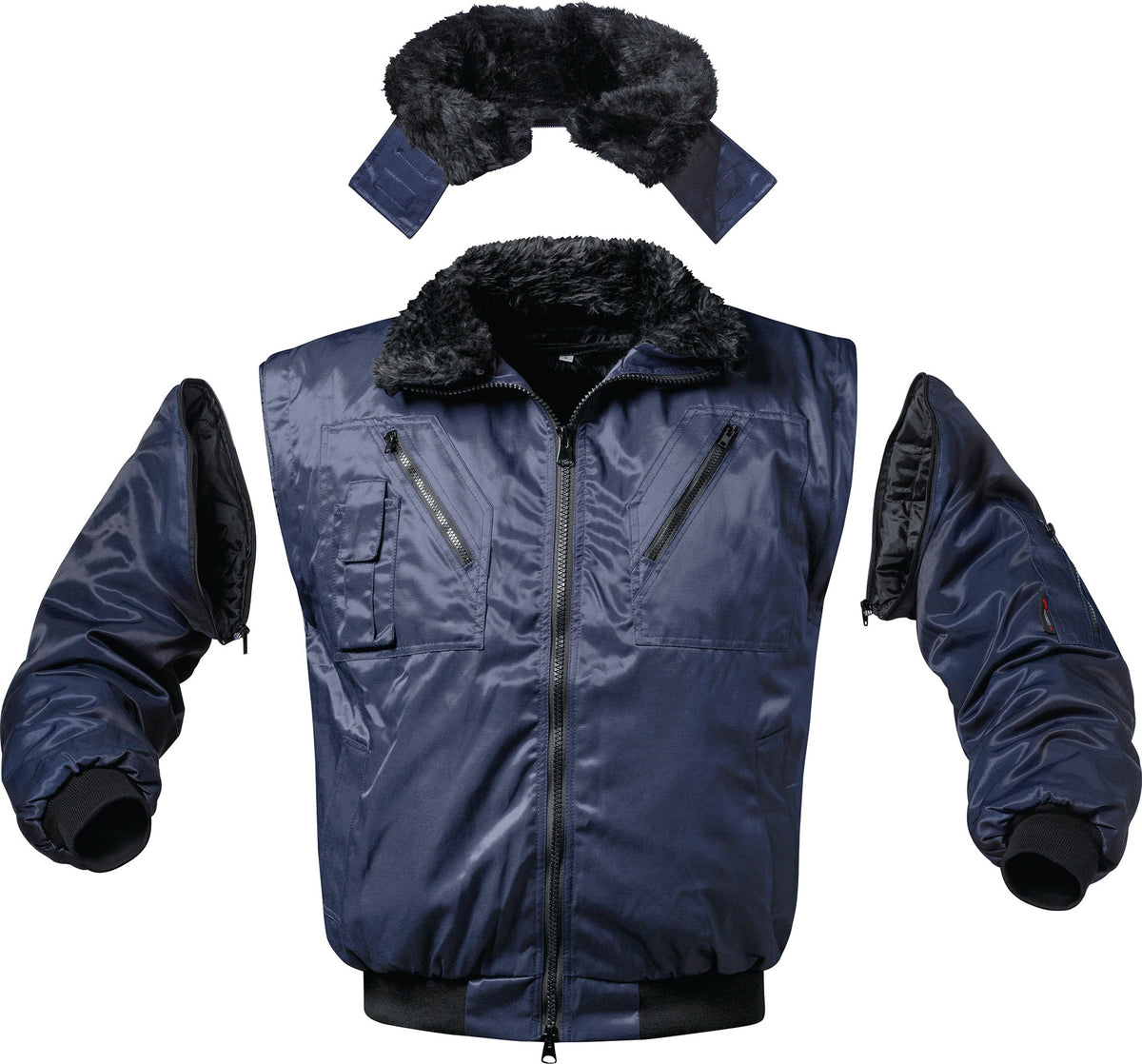 NORWAY Pilotjacke ÖSTERSUND 4-in-1 marine – abnehmbarer Kragen und Webpelzfutter, Größe M
