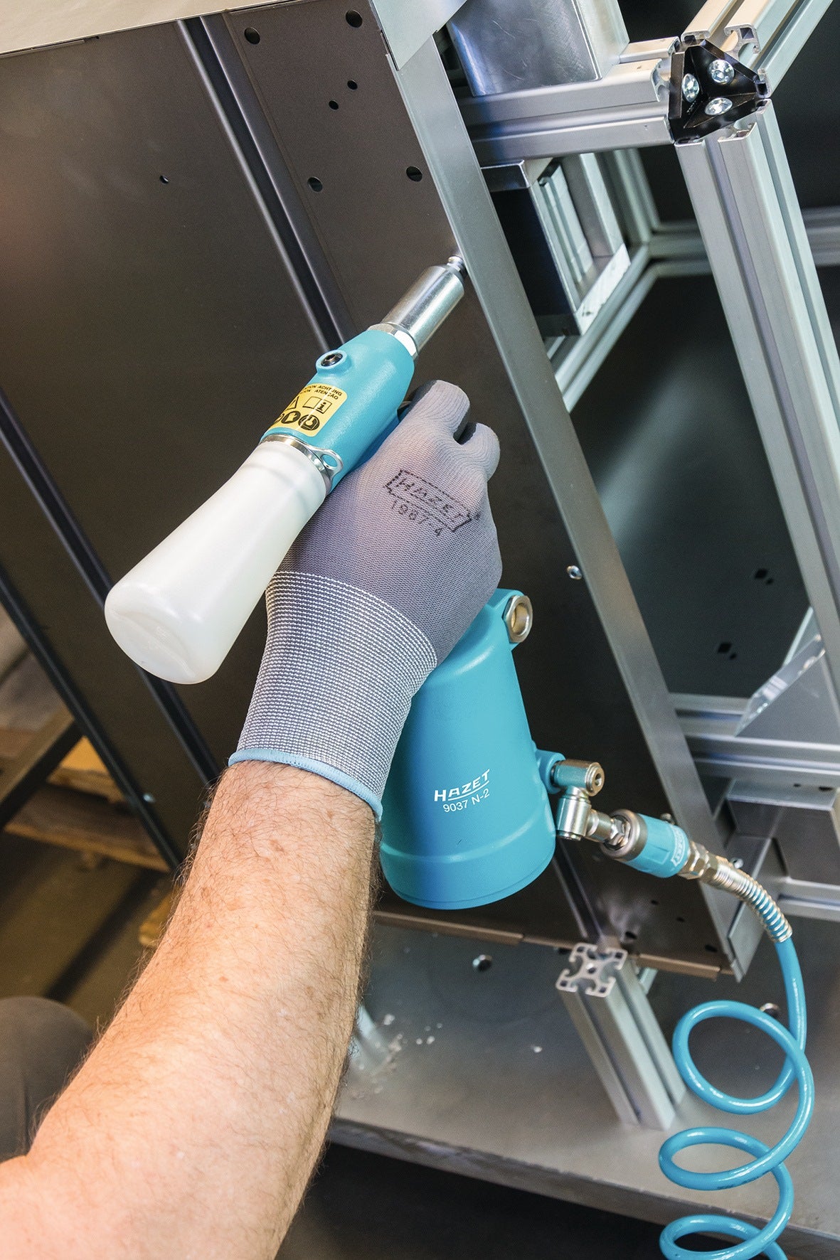 HAZET Druckluftblindnietgerät 9037N-2 – 14700 N Zugkraft für Nieten bis 6,4 mm