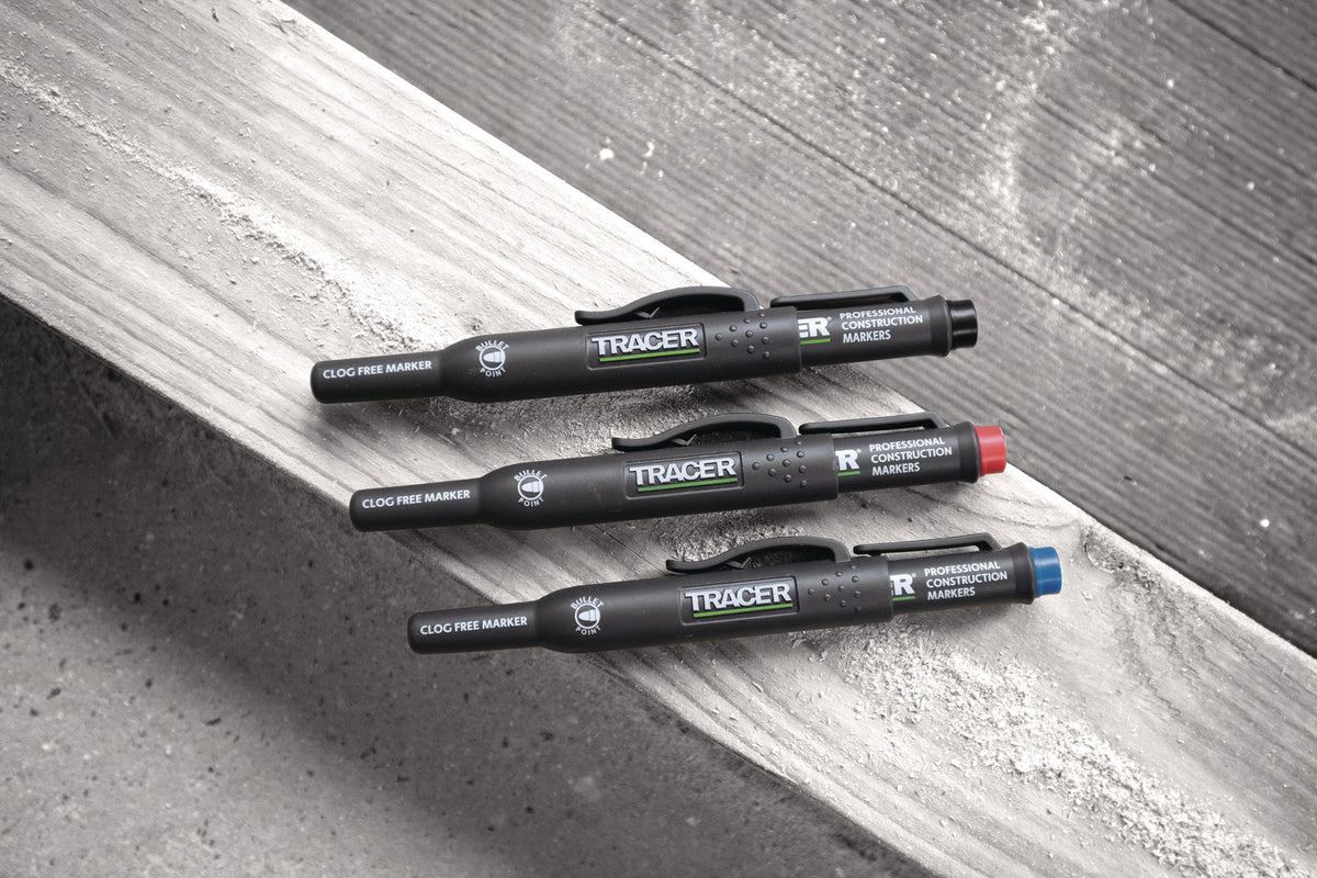 TRACER Clog Free Baumarkierungsset von OX TOOLS – 3 Marker für staubige, ölige & feuchte Oberflächen