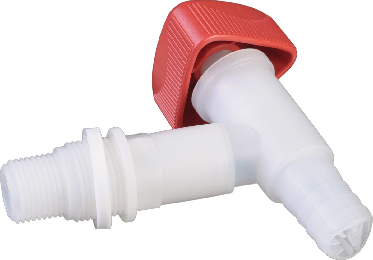 HÜNERSDORFF Auslaufhahn HDPE/LDPE R 1/2+R 3/4 Zoll mit 360° Drehfunktion