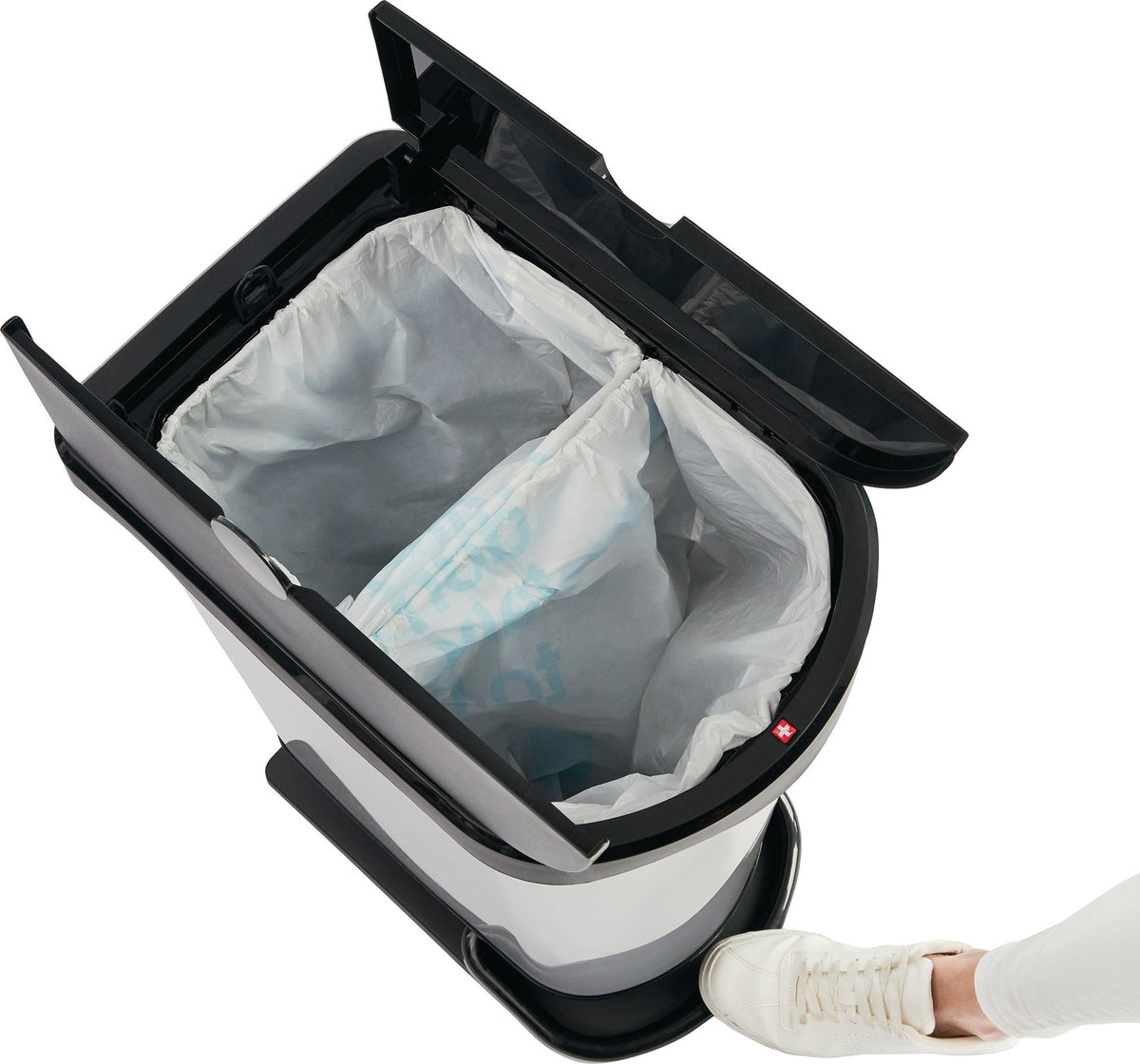 ROTHO Tretabfallsammler PASO 50l TPE – Metallic-Look mit Dämpfer & Pedal