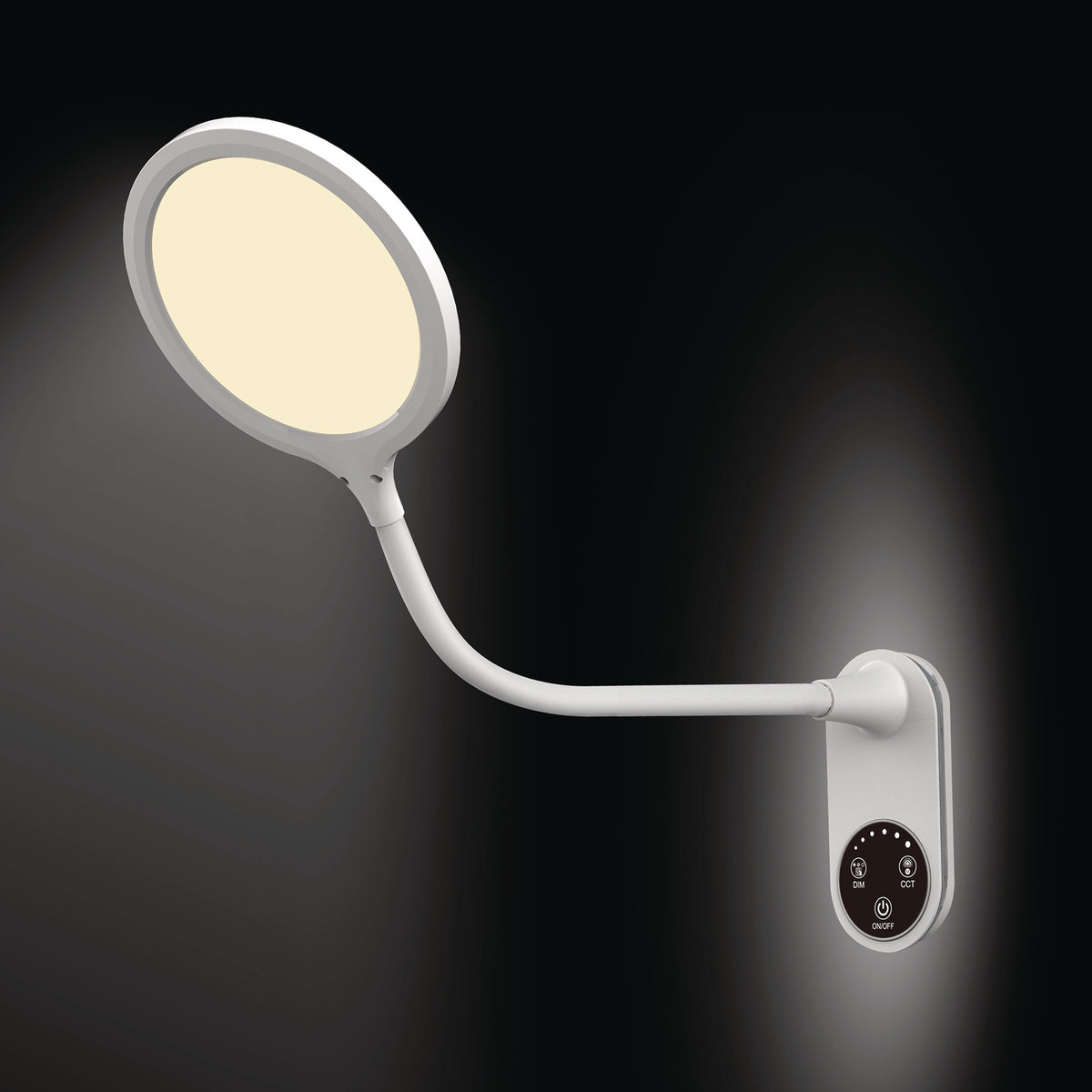 HANSA Schreibtischleuchte Horizon LED mit Standfuß und Wandmontage, 3-Stufen-Dimmer, 9W, warmweiß bis tageslichtweiß