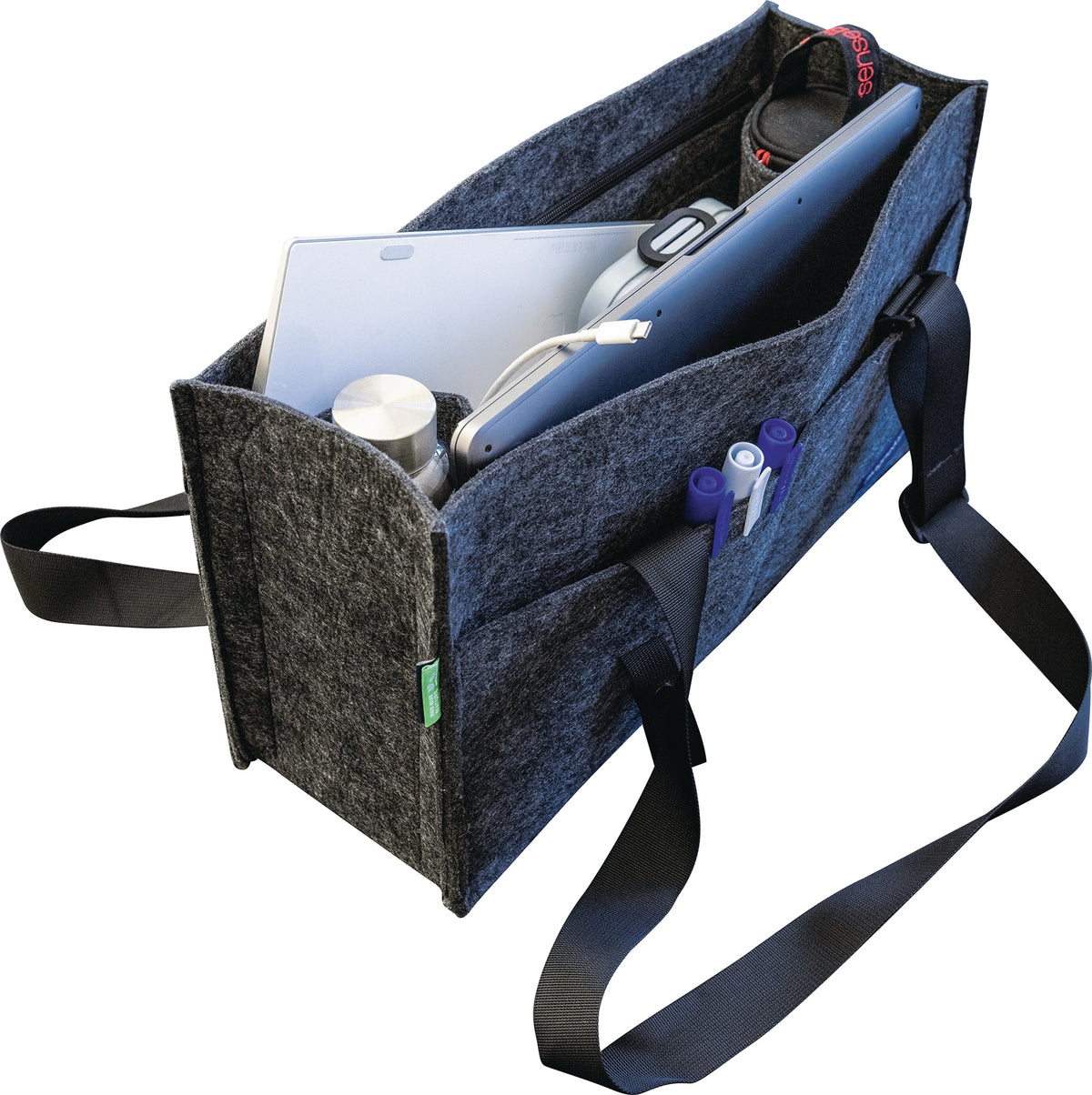MAGNETOPLAN Moderatorentasche aus 100 % recyceltem Polyester, 450 x 250 x 150 mm, grau
