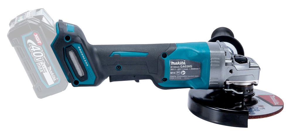 Makita Akku-Winkelschleifer – 40V max., mit Paddelschalter, AFT & XPT - GA036GZ