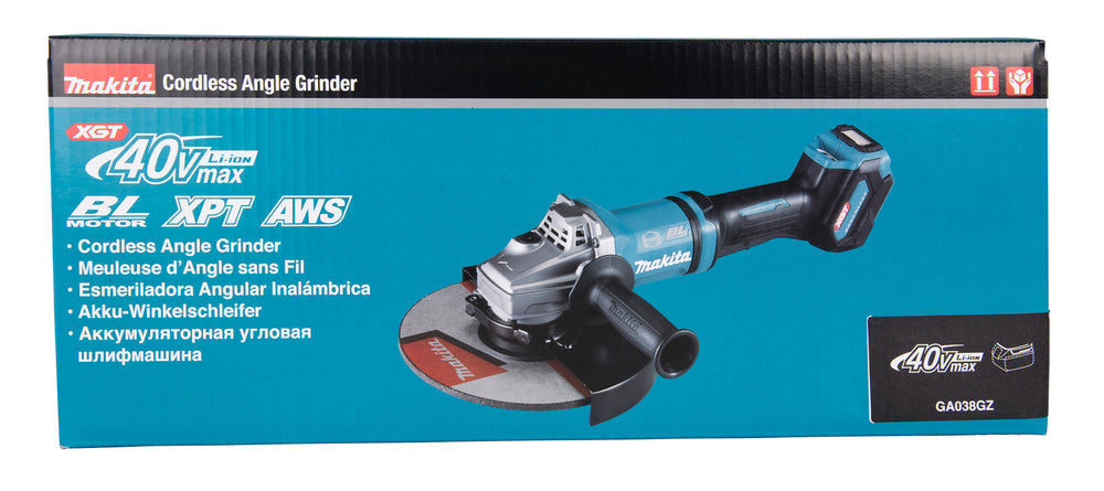 Makita Akku-Winkelschleifer – 40V max., 230 mm Scheiben, mit AWS, AFT & XPT - GA038GZ