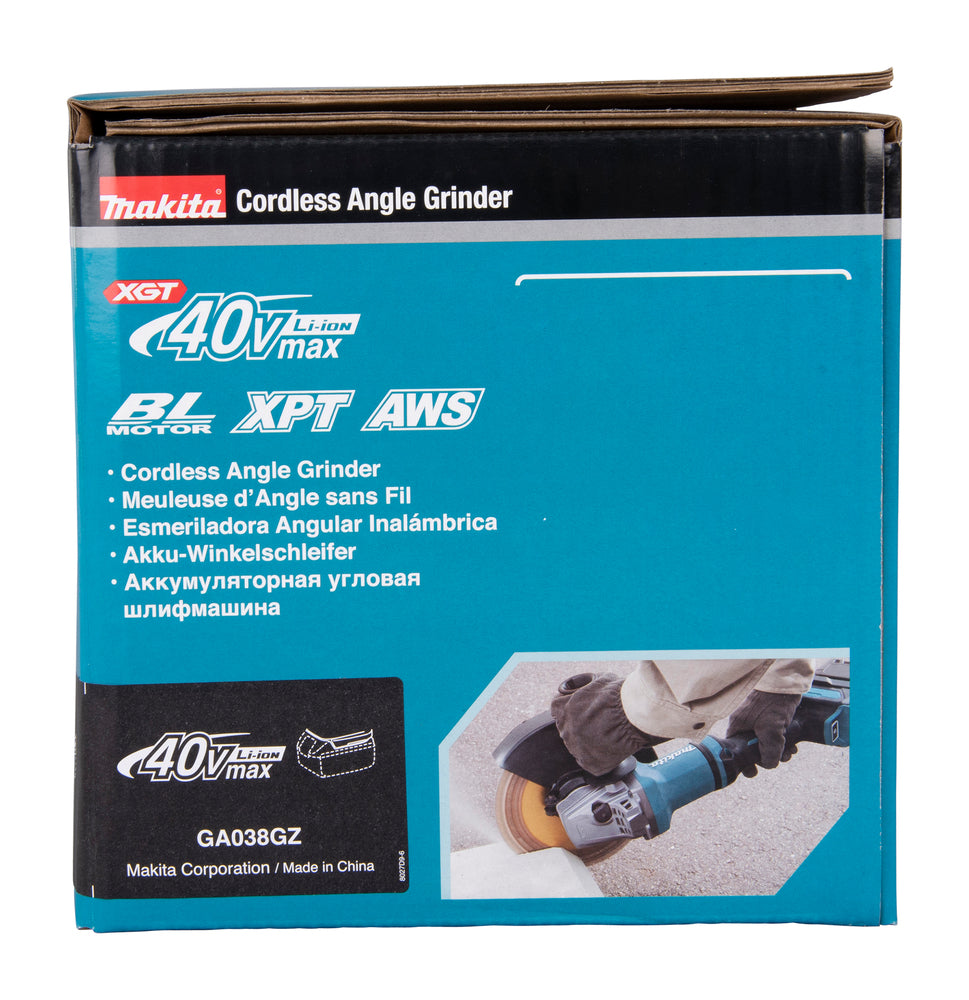 Makita Akku-Winkelschleifer – 40V max., 230 mm Scheiben, mit AWS, AFT & XPT - GA038GZ