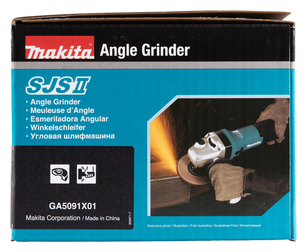 Makita Winkelschleifer – 1.900 W, 125 mm Scheiben, mit SJS II, AFT & Motorbremse - GA5091X01