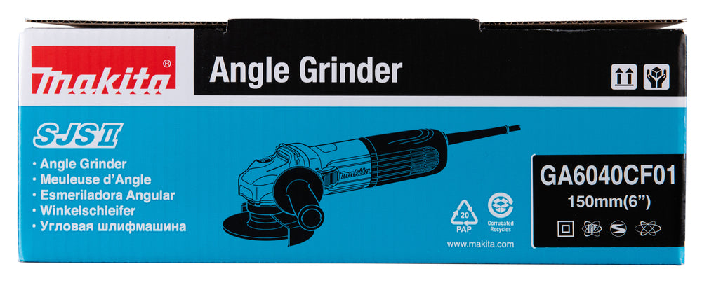 Makita Winkelschleifer – 1.400 W, 150 mm Scheiben, mit SJS II, AVT & variabler Drehzahl - GA6040CF01