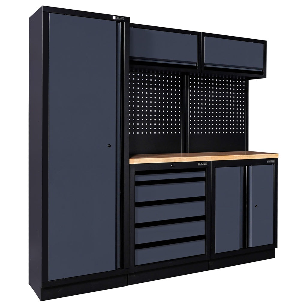 An image of a Bullram workshop storage system is shown, which is sold on Tools.de.