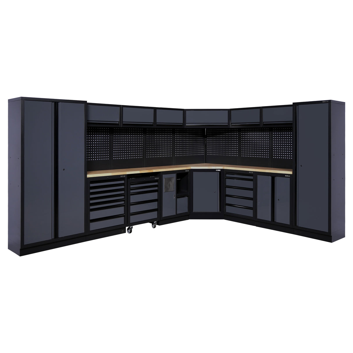 Bullram Eckmodul Werkstatteinrichtung 4 – Komplettlösung mit Massivholz-Arbeitsplatten & umfangreichem Stauraum - GCMOD4