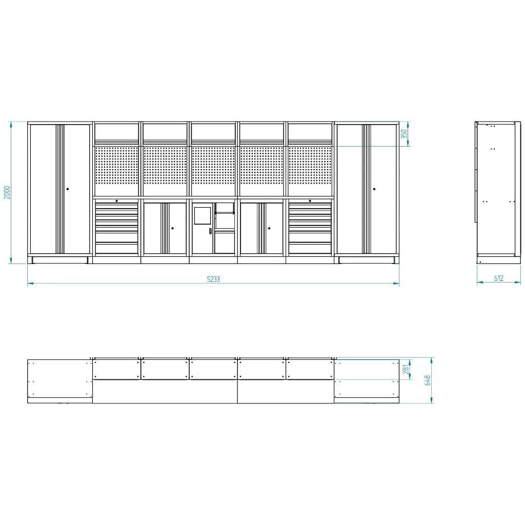Bullram Werkstattmodul I STARX DEEP mit 620 mm Arbeitsplatten - GCMODIE