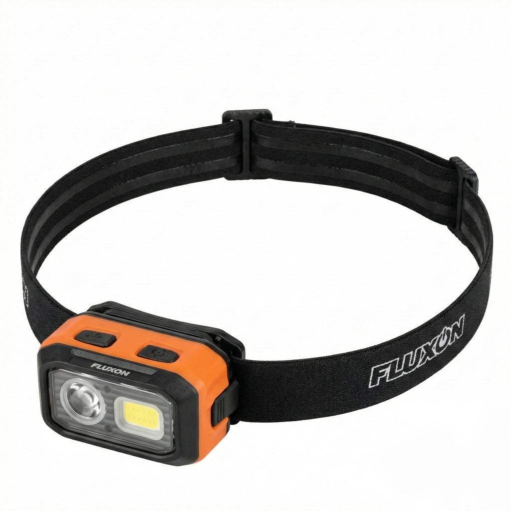 Fluxon Stirnlampe Dual Power mit Sensorfunktion & Magnetfuß – Akku oder AAA Betrieb – HL400DP