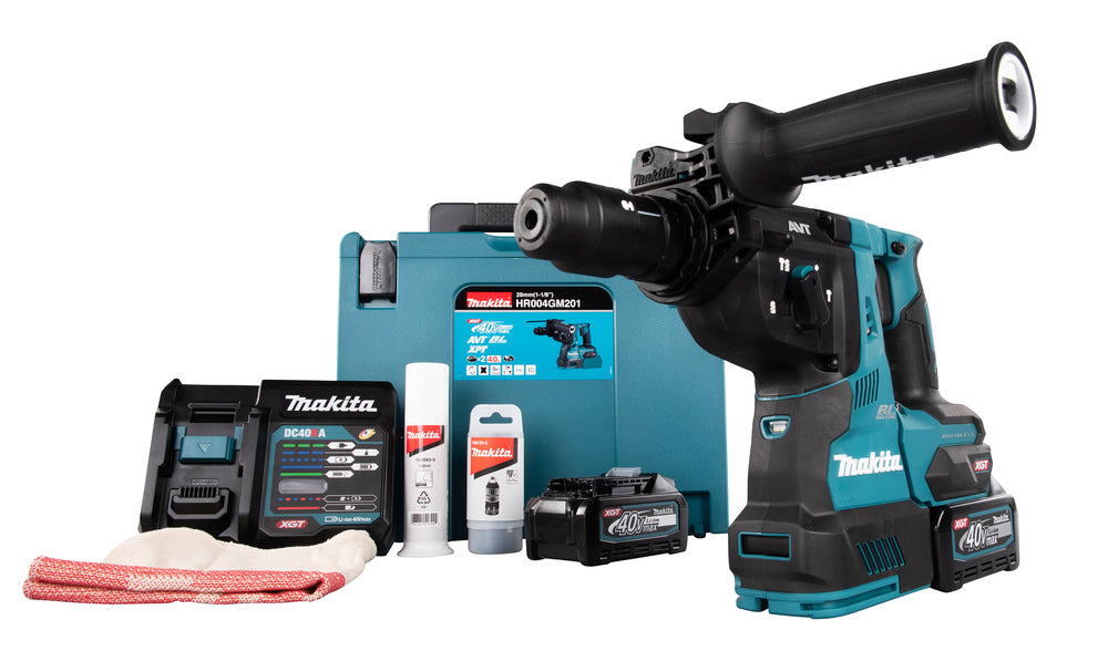 Makita Akku-Kombihammer SDS-MAX – 40V max., inkl. 2x 4,0 Ah Akkus, Ladegerät & MAKPAC - HR004GM201