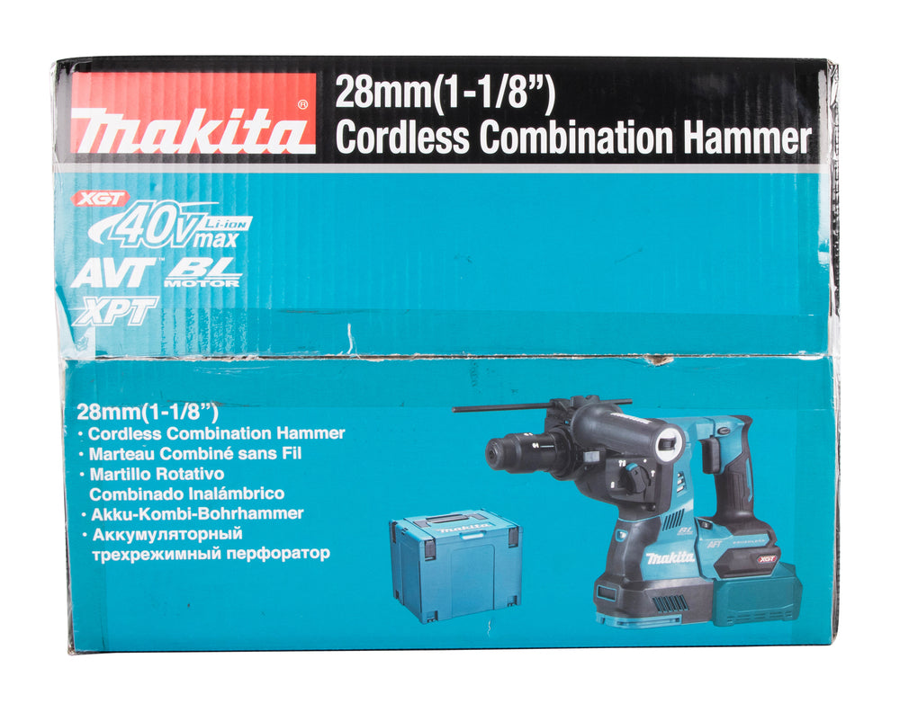 Makita Akku-Kombihammer SDS-MAX – 40V max., inkl. 2x 4,0 Ah Akkus, Ladegerät & MAKPAC - HR004GM201