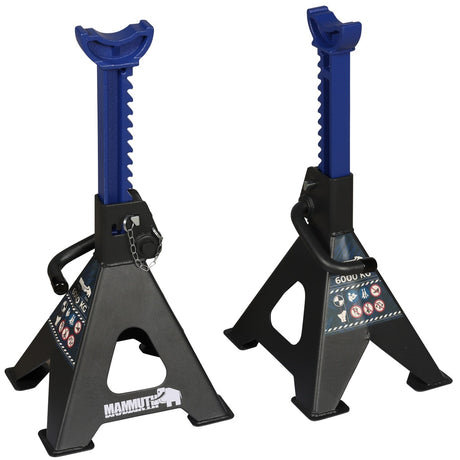 Blue JACKET Car Jack Stand 3 Ton with Double Locking and Large Foot Base for lifting SUVs, made of heavy-duty steel, shown on tools.de.