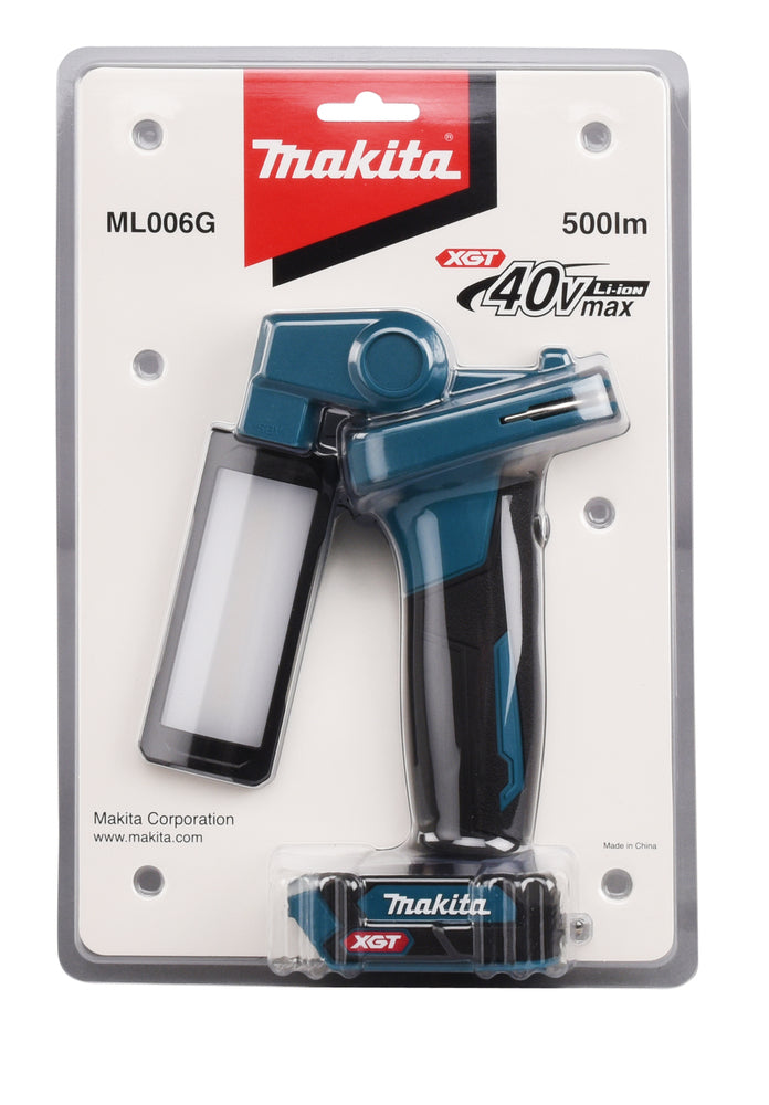 Makita LED-Akku-Arbeitsleuchte – 3 Helligkeitsstufen, drehbarer Leuchtkopf & Diffusor - ML006GX