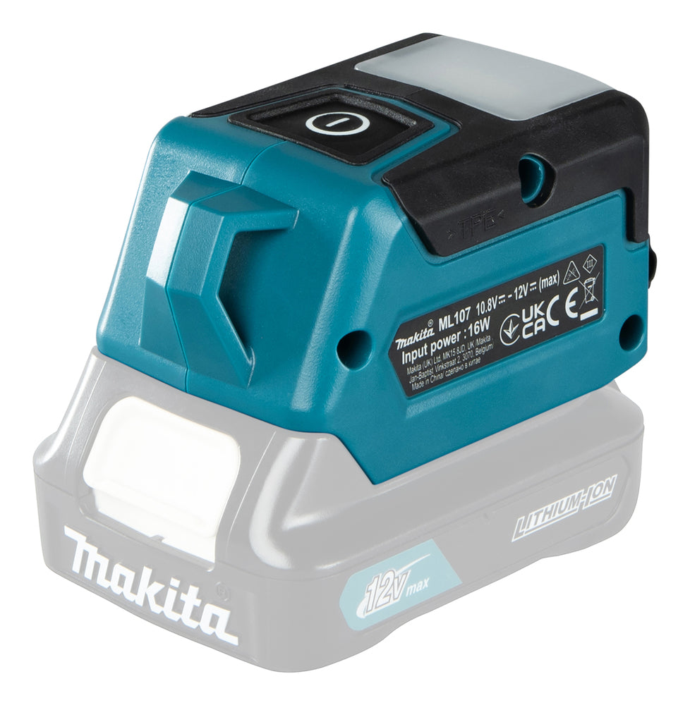 Makita LED-Akku-Taschenlampe – 3 Leuchtmodi, Hand- & Werkstattlampe, USB-Port (CXT 12V max.) - ML107