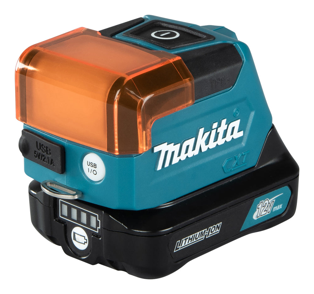 Makita LED-Akku-Taschenlampe – 3 Leuchtmodi, Hand- & Werkstattlampe, USB-Port (CXT 12V max.) - ML107