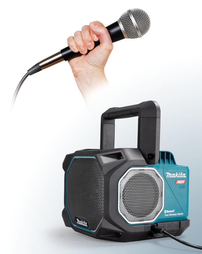 Makita Bluetooth-Lautsprecher – kraftvoller Sound, Mikrofonbuchse, bis 10 Geräte koppelbar - MR014GZ